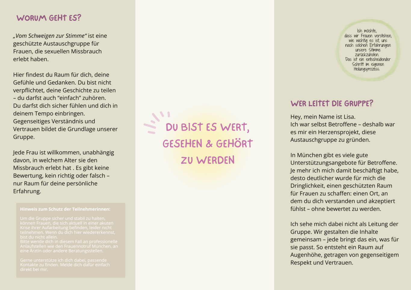 Vom Schweigen zur Stimme - Austauschgruppe